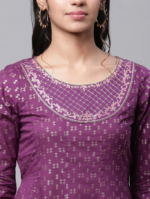 Purple ethnic motifs print maxi ethnic dress - Image 3